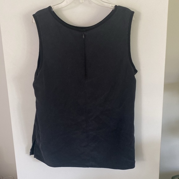 ST JOHN black silk wool tank blouse top work classic M - Picture 2 of 6